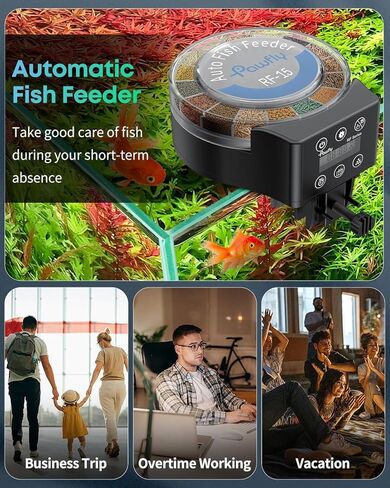 Pawfly Aquarium Automatic Fish Feeder ، 108 مل من موزع الطعام لمسحوق الكريات والحبيبات ، وحدة التغذية الموقت القابلة للتعديل لخزان الأسماك ، والبطاريات التي تعمل (البطاريات غير المدرجة) in Saudi Arabia