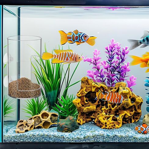 صينية تغذية خزان الأسماك ، تغذية طعام الأسماك مع كوب شفط جديد أسماك صافية مغذيات خزان الأسطوانة الاسطوانة الشفافة in Kuwait