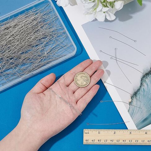 Ph Pandahall 500pcs 304 دبابيس العين الفولاذ المقاوم للصدأ 2.7 بوصة رأس الدبوس الفضي دبابيس دبابيس العين المسطح مجوهر in Kuwait