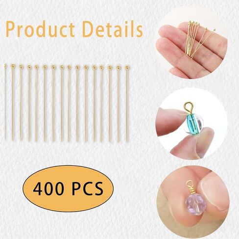 400 pcs 14k الذهب مقعد الكرة دبابيس رأس 20 مم من الفولاذ المقاوم للصدأ الطرفيات النحاس دبابيس الخياطة مستقيمة لاتخاذ قرار قلادة قلادة قلادة صنع المجوهرات in Kuwait