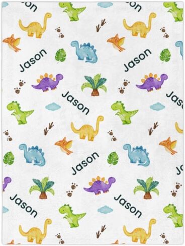 Personalized Blankets for Girls and Boys - Soft, Plush, Lightweight Baby Blue Blanket, Blanket Name Personalized Baby, Customize Baby Blanket, Custom Dinosaur Blanket, Baby Blankets for Boys in Saudi Arabia
