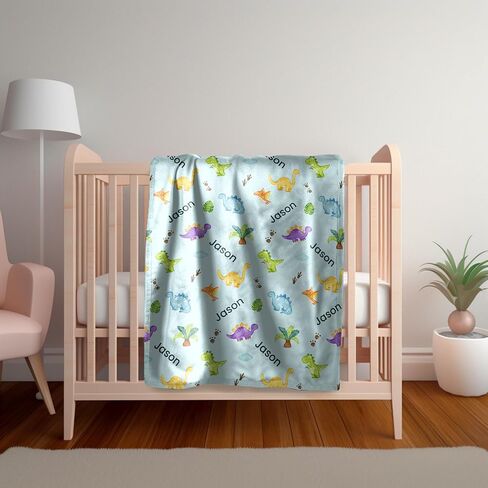 Personalized Blankets for Girls and Boys - Soft, Plush, Lightweight Baby Blue Blanket, Blanket Name Personalized Baby, Customize Baby Blanket, Custom Dinosaur Blanket, Baby Blankets for Boys in Saudi Arabia