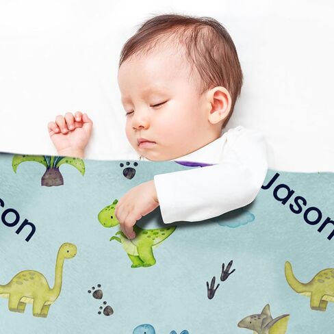 Personalized Blankets for Girls and Boys - Soft, Plush, Lightweight Baby Blue Blanket, Blanket Name Personalized Baby, Customize Baby Blanket, Custom Dinosaur Blanket, Baby Blankets for Boys in Saudi Arabia
