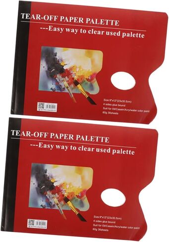 Stobok 2PCS Palette Paper Pads Paper Paper Paper Paper Paint Leaves for Acrylic Watercolor Oil Stept in Kuwait
