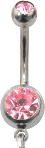 Handcrafted Navel Ring Curved Barbell Body Piercing Silver Dolphin Pink Rhinestone Dangle Belly Button Ring in Saudi Arabia