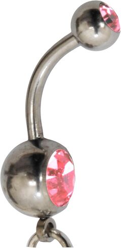 Handcrafted Navel Ring Curved Barbell Body Piercing Silver Dolphin Pink Rhinestone Dangle Belly Button Ring in Saudi Arabia