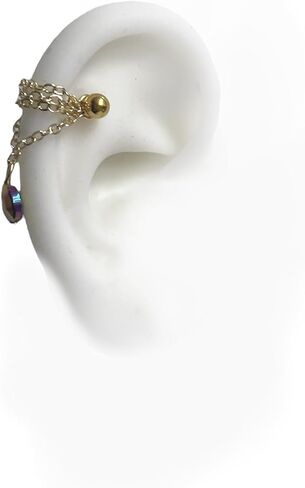 Helix piercing jewelry with gold filled 14k chains, round faceted hematite stone (m2) (STAINLESS STEEL BAR 8MM 14 GAUGE) in Saudi Arabia