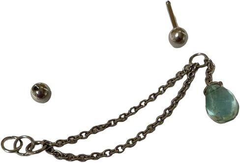 Helix piercing jewelry with silver tone star and chains (STAINLESS STEEL BAR 8MM 16 GAUGE) (STAINLESS STEEL BAR 7MM 16 GAUGE) in Saudi Arabia