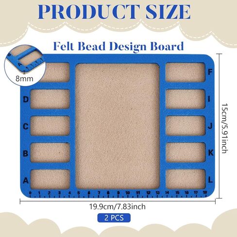 BENECREAT 2 Pcs Rectangle Felt Bead Design Boards, 11.6x8.3 Inch Small Felt Beading Mat with Alphabetic Scale Beads Tray Bead Pads for Art Crafts Jewelry Making Beading Supplies(Blue) in Saudi Arabia