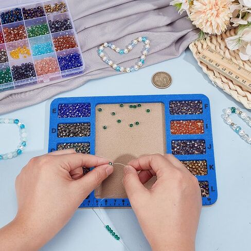 BENECREAT 2 Pcs Rectangle Felt Bead Design Boards, 11.6x8.3 Inch Small Felt Beading Mat with Alphabetic Scale Beads Tray Bead Pads for Art Crafts Jewelry Making Beading Supplies(Blue) in Saudi Arabia