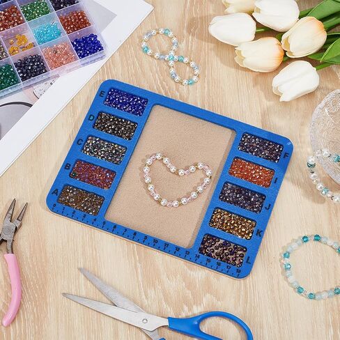 BENECREAT 2 Pcs Rectangle Felt Bead Design Boards, 11.6x8.3 Inch Small Felt Beading Mat with Alphabetic Scale Beads Tray Bead Pads for Art Crafts Jewelry Making Beading Supplies(Blue) in Saudi Arabia