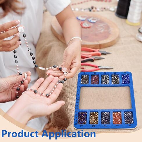 BENECREAT 2 Pcs Rectangle Felt Bead Design Boards, 11.6x8.3 Inch Small Felt Beading Mat with Alphabetic Scale Beads Tray Bead Pads for Art Crafts Jewelry Making Beading Supplies(Blue) in Saudi Arabia