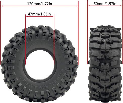 4pcs RC 1.9 بوصة الإطارات الزاحف الإطارات الفائقة الناعمة اللزجة اللزجة مع الرغوة instert 120 مم/4.72 بوصة مناسبة ل 1/10 محوري SCX10 I II III TRX4 redcat إلخ. in Saudi Arabia
