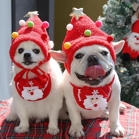 Reindeer Christmas Tree Headwear Hat for Pet Decorations Reindeer Star Pompoms Christmas Dog Headwear Photo Props in Saudi Arabia