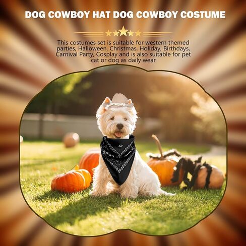 2 Pack Pet Cowboy Hats with Bandana Scarf Dogs Halloween Cowgirl Hat Pets Accessories for Puppy Cosplay Party Daily Wearing (Color Style 2) in Kuwait