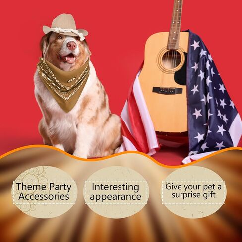2 Pack Pet Cowboy Hats with Bandana Scarf Dogs Halloween Cowgirl Hat Pets Accessories for Puppy Cosplay Party Daily Wearing (Color Style 2) in Kuwait