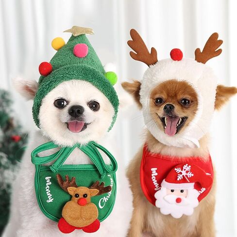 Reindeer Christmas Tree Headwear Hat for Pet Decorations Reindeer Star Pompoms Christmas Dog Headwear Photo Props in Saudi Arabia