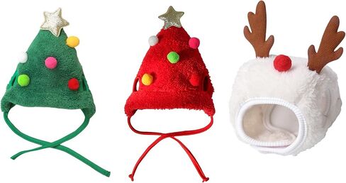 Reindeer Christmas Tree Headwear Hat for Pet Decorations Reindeer Star Pompoms Christmas Dog Headwear Photo Props in Saudi Arabia