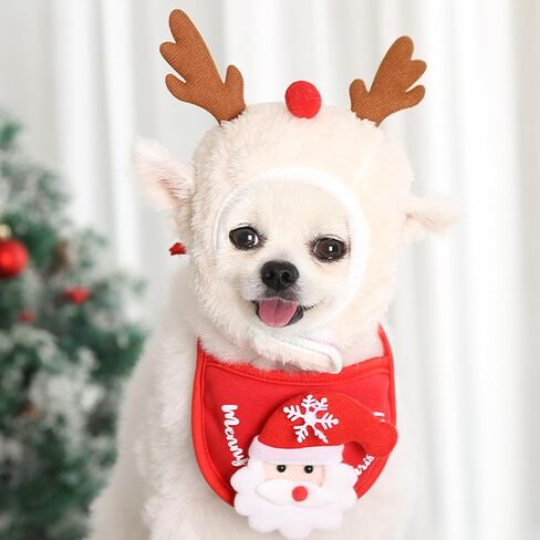 Reindeer Christmas Tree Headwear Hat for Pet Decorations Reindeer Star Pompoms Christmas Dog Headwear Photo Props in Saudi Arabia