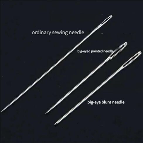 Big Eye Steel Sewing Needles Kit, Big Eye Steel Needle Set, 34 PCS Big Eye Steel Needles Set, Include 25 Steel Needles, 1 Seam Sewing Thread Ripper, 2 Needles, Threaders, 3 Threads in Saudi Arabia