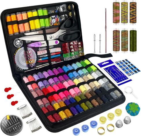 PMBQIFAY 305pcs مجموعة خياطة للبالغين ، بقعة خيط 56 ملونة ، إبرة محمولة ومجموعة خيط للخياطة ، مع مقص وملحقات للبالغين ، الأطفال ، المبتدئين ، المنزل ، السفر ، طوارئ خياطة الطوارئ in Kuwait
