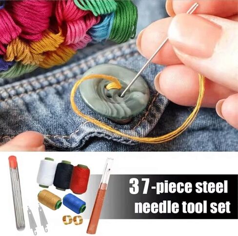 37PCS Sewing Tool Set, Needle and Thread Kit, Needles Thread Hand Repair Tools, Embroidery Tool Kit, Sewing Needle Kit Set for Home, DIY Craft Kit for Beginners in Saudi Arabia