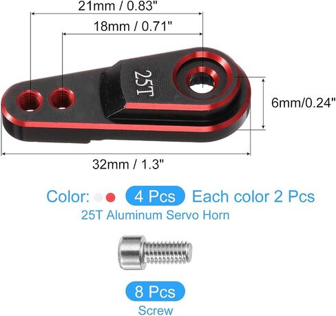 Meccanixity 4pcs ألومنيوم سبيكة 25T توجيه الذراع الذراع قرن الفضة/الأحمر ل 1/10 RC السيارة/القارب/قارب الطائرات in Kuwait