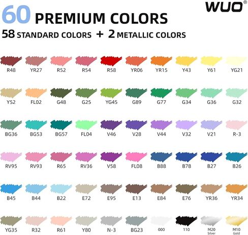 Wuo 36 ألوان علامات الطلاء الأكريليك (2 معدني) ، نصيحة فرشاة التحكم في الحبر التلقائي لأقلام الطلاء الاكريليك متعددة السطح للطلاء الصخري ، والخشب ، والزجاج ، والفن DIY in Kuwait