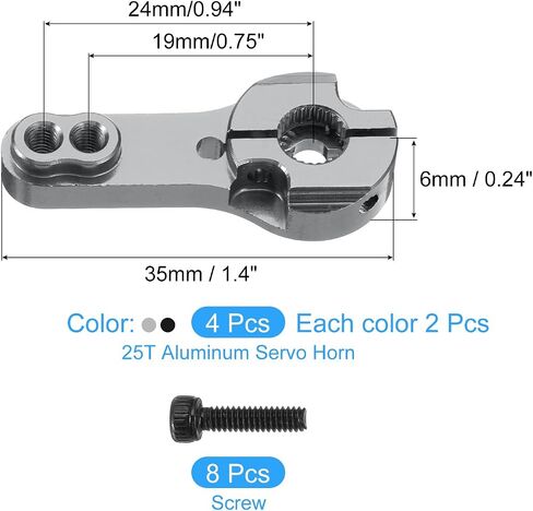 Meccanixity 4 PCS Aluminium Aluminium 25t Arm Servo Arm Horn for DIY RC Car/Boat/Airplane Boat Assories ، Black/Purple in Kuwait