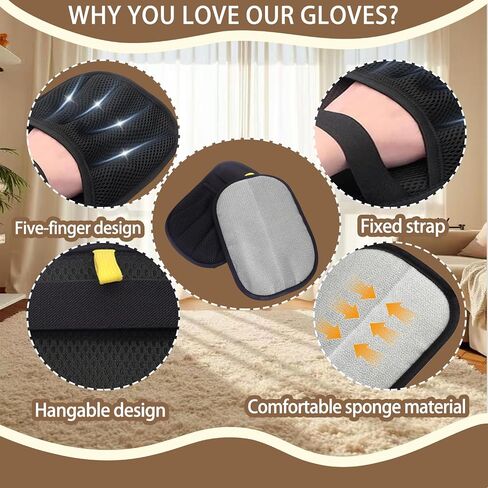 Upgraded Pet Hair Remover Glove - Reusable Electrostatic Five-Finger Gloves for Cat/Dog Hair Removal on Furniture, Carpet & Clothes in Saudi Arabia