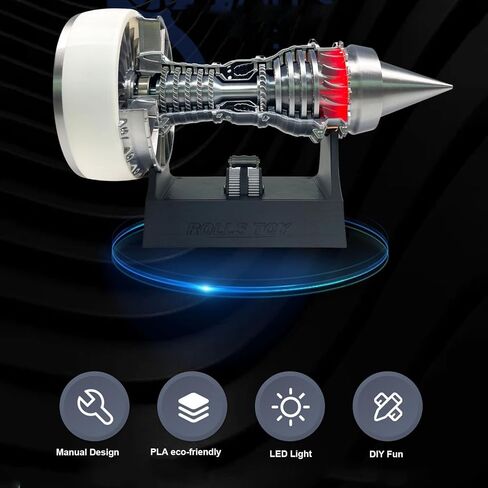 TR900 White Aircraft Turbofan Engine Model Kit, with LED,Operable,Variable Speed,3D Printing Toys,Technology Education Toy, Aviation Enthusiast Gift - Luxury Edition (Assembled Version) in Saudi Arabia