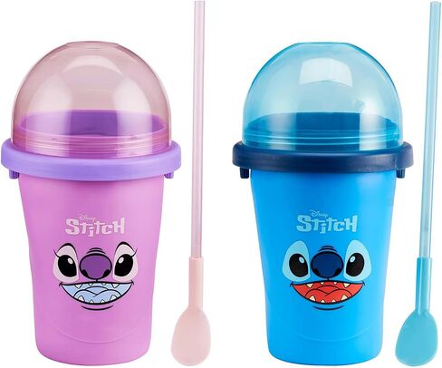 Bandai - Chillfactor - Disney Stitch أو Angel - كوب Slush مع قش - نموذج عشوائي يباع بشكل فردي - صنع الآيس كريم محلي الصنع - ورشة عمل المطبخ الإبداعي للأطفال in Kuwait