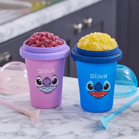 Bandai - Chillfactor - Disney Stitch أو Angel - كوب Slush مع قش - نموذج عشوائي يباع بشكل فردي - صنع الآيس كريم محلي الصنع - ورشة عمل المطبخ الإبداعي للأطفال in Kuwait
