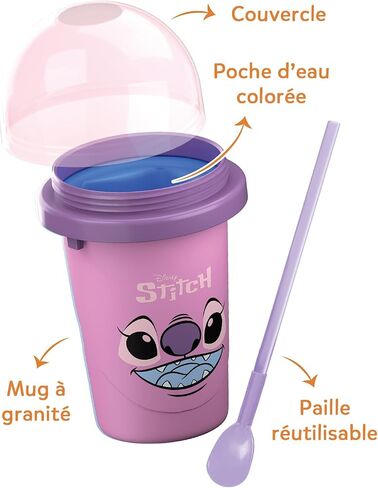 Bandai - Chillfactor - Disney Stitch أو Angel - كوب Slush مع قش - نموذج عشوائي يباع بشكل فردي - صنع الآيس كريم محلي الصنع - ورشة عمل المطبخ الإبداعي للأطفال in Kuwait