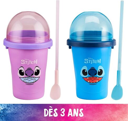 Bandai - Chillfactor - Disney Stitch أو Angel - كوب Slush مع قش - نموذج عشوائي يباع بشكل فردي - صنع الآيس كريم محلي الصنع - ورشة عمل المطبخ الإبداعي للأطفال in Kuwait
