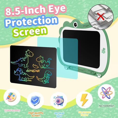 8.5 بوصة Dinosaur LCD رسم الكمبيوتر اللوحي لوحة طفل Toddler Toy Toys Toys Toys عيد ميلاد هدايا عيد الميلاد ل 3 4 5 5 6 سنوات الأولاد والبنات (أخضر) in Saudi Arabia