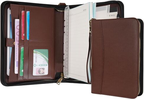 Wason Portfolio A5 Binder Journal with Zipper - Leather PU Notebook Padfolio مع دفتر ملاحظات قابل لإعادة التعبئة القابلة للفصل ، وسادة قانونية لدراسة الأعمال ومنظم السفر (Misty Blue) in Kuwait