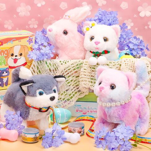 لعبة Plush Toys Toys Interactive Puppy Toy للأطفال ، كلب ألعاب إلكترونية يمشي ولحاء ، تهزه ، لعبة مزيفة مع المقود ، هدية عيد ميلاد عيد الفصح المثالية للأطفال الصغار in Saudi Arabia