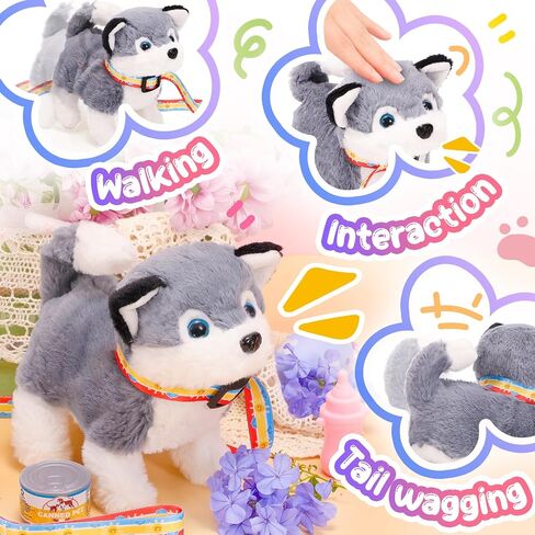 لعبة Plush Toys Toys Interactive Puppy Toy للأطفال ، كلب ألعاب إلكترونية يمشي ولحاء ، تهزه ، لعبة مزيفة مع المقود ، هدية عيد ميلاد عيد الفصح المثالية للأطفال الصغار in Saudi Arabia