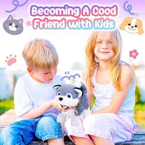 لعبة Plush Toys Toys Interactive Puppy Toy للأطفال ، كلب ألعاب إلكترونية يمشي ولحاء ، تهزه ، لعبة مزيفة مع المقود ، هدية عيد ميلاد عيد الفصح المثالية للأطفال الصغار in Saudi Arabia
