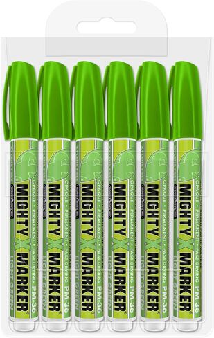 PM-36 Paint Marker, 2.3mm Bullet Tip, Permanent & Waterproof, DIY Crafts, Drawing, Glass, Ceramic, Stone, 6 Bonus Reversible Tips, Made in USA, Fl. Yellow 6 Pack in Kuwait