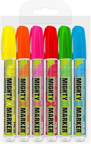 PM-36 Paint Marker, 2.3mm Bullet Tip, Permanent & Waterproof, DIY Crafts, Drawing, Glass, Ceramic, Stone, 6 Bonus Reversible Tips, Made in USA, Fl. Yellow 6 Pack in Kuwait