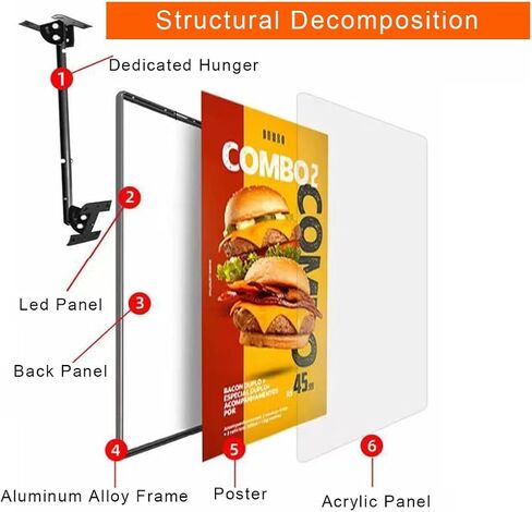قائمة LED مخصصة عرض مصباح ضوء ، Slim Snap Frame LED Box Box Restaurant Cafe Billboard Billboard Backlit 3D Menu in Saudi Arabia