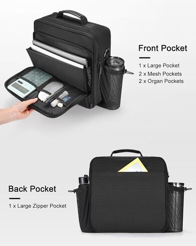 3 Inch 3-Ring Zipper Binder with Water Bottle Holder, D-Ring Zip Up Binder with Shoulder Strap, 700 Sheet Capacity, Compatible with 13" MacBook/Tablet, for School, Office (Black) in Saudi Arabia