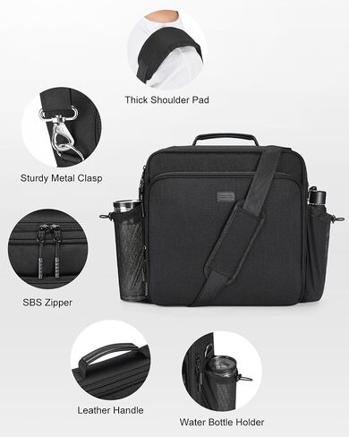 3 Inch 3-Ring Zipper Binder with Water Bottle Holder, D-Ring Zip Up Binder with Shoulder Strap, 700 Sheet Capacity, Compatible with 13" MacBook/Tablet, for School, Office (Black) in Saudi Arabia