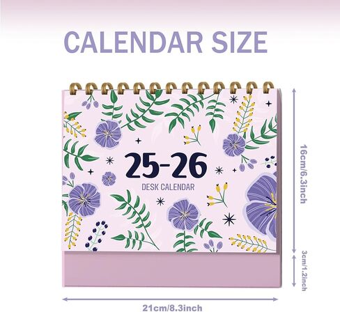 Aesthetic Desk Calendar 2025-2026, Beautiful Small 25-26 Flip Desktop Calendar for Planning and Organizing In Your Home, School or Office, Runs from October 2025 until December 2026 in Kuwait