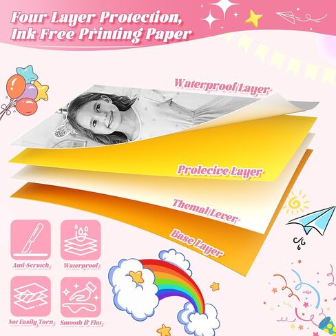 15 Rolls Kids Camera Paper Roll Revill - HD Kids Camera Paper Instant Paper ، 55 × 25 مم طباعة 180 ورقة مع ملصقات لطيفة ، مقاومة للخدش ، خالية من BPA ، مناسبة ل 99 ٪ من كاميرا الطباعة الفورية للأطفال in Saudi Arabia