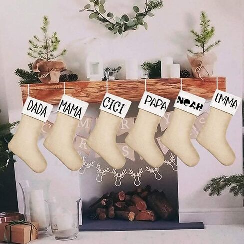 Luxury Christmas Stockings Farmhouse Decor, Couple Stockings For Christmas, Personalized Christmas Stockings With Names, Lettered Stockings, Elegant Rustic Christmas Stockings. in Saudi Arabia