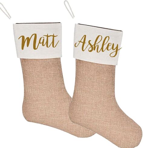 Luxury Christmas Stockings Farmhouse Decor, Couple Stockings For Christmas, Personalized Christmas Stockings With Names, Lettered Stockings, Elegant Rustic Christmas Stockings. in Saudi Arabia