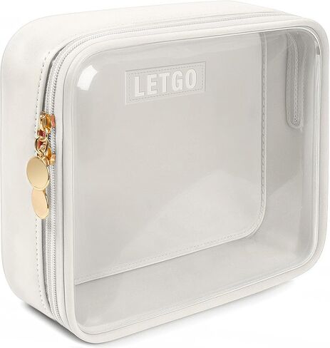 Small Clear Makeup Bags for Purse-Mini Clear Toiletry Bag,Travel Size Toiletries Clear Cosmetic Bags Travel Essentials Beach Bag Car Pool Accessories for Women Men (Mini White) in Kuwait